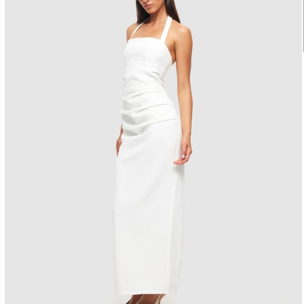 Elegant White Halter Dress